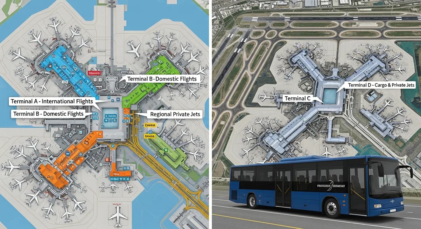 Transferhood multi-terminal airport transfer coordination