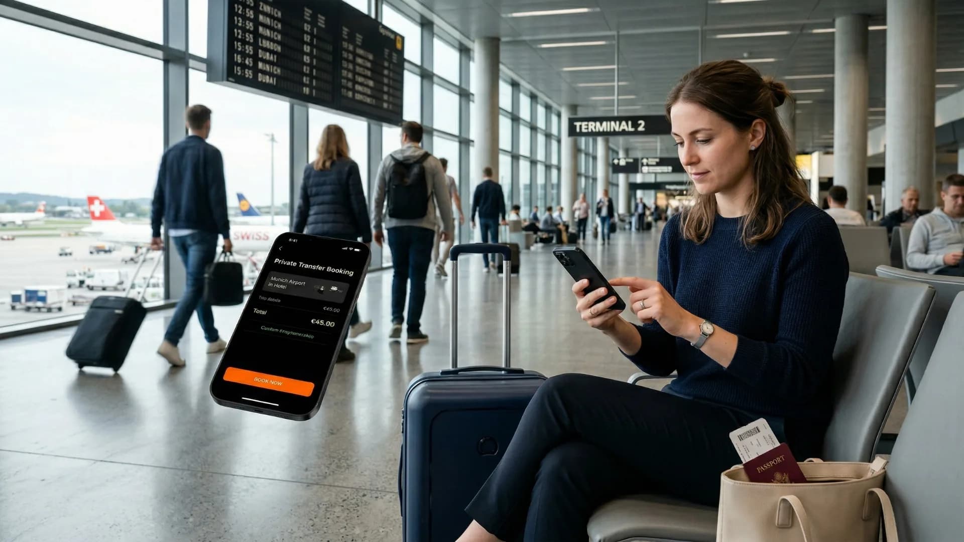 Transferhood airport transfer booking process shown in a professional transportation environment