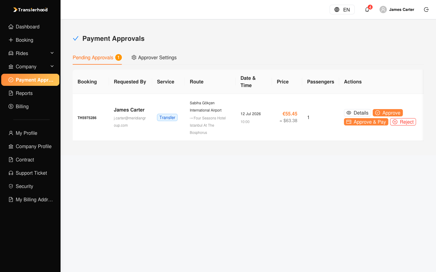 File d’approbation manager avec approuver et refuser