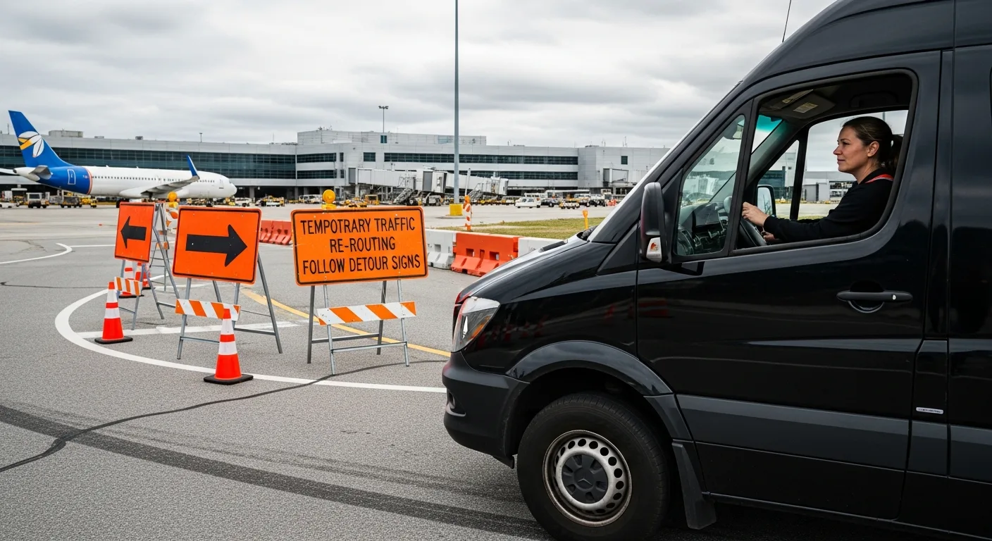 Transferhood airport construction pickup zone changes